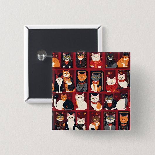 Katzenkatze KI-Kunstknopf Button (Vorne & Hinten)