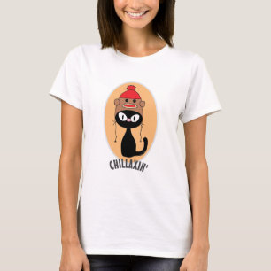 Katzenkatze mit Affenhahn aus Socken-Cartoon T-Shirt