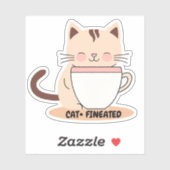Katzenkatze mit Kaffee wasserdicht Aufkleber (Blatt)
