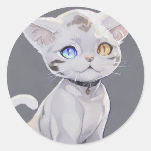Katzenkatze mit unterschiedlichen Augen Runder Aufkleber