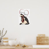 Katzenkatze (schwarz und weiß) mit Herz Poster (Küche)