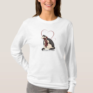 Katzenkatze (schwarz und weiß) mit Herz T-Shirt