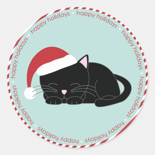 Katzenkatze tragen eine Weihnachtsmannmütze Runder Aufkleber (Vorderseite)