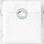 Katzenkatze tragen eine Weihnachtsmannmütze Runder Aufkleber (Tasche)