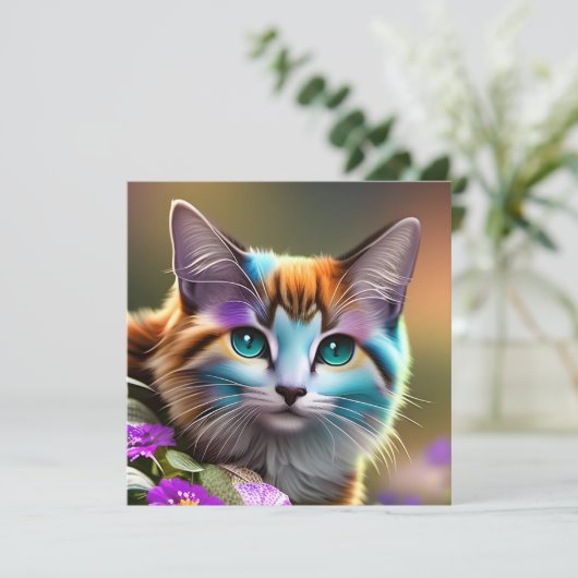 Katzenkatze und Blume (Stehend Vorderseite)
