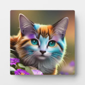 Katzenkatze und Blume Fotoplatte (Vorderseite)