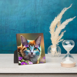 Katzenkatze und Blume Fotoplatte