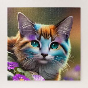Katzenkatze und Blume Puzzle