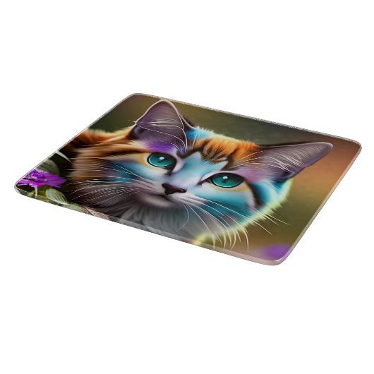 Katzenkatze und Blume Schneidebrett (Ecke)