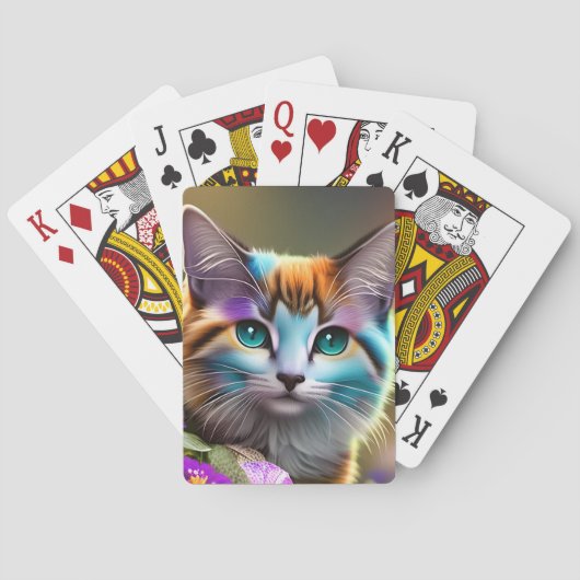 Katzenkatze und Blume Spielkarten (Rückseite)