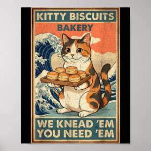 Katzenkekse Bäckerei große Welle Katze Kneten Meme Poster