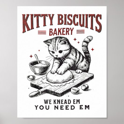Katzenkekse Kekse Bäckerei Wir Knead Em Sie Poster (Vorne)