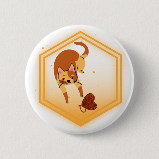 Katzenkiste mit Garnknopf Button (Vorderseite)