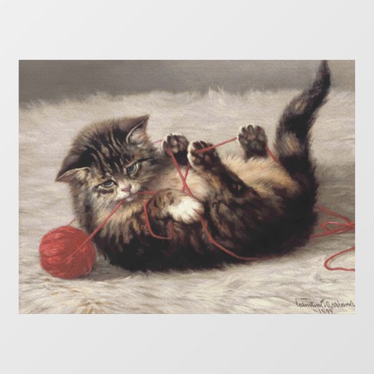 Katzenklatsche, eine Katze, die Galle aus dem Garn Fensteraufkleber (Blatt)