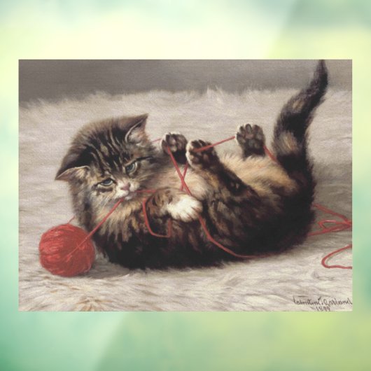 Katzenklatsche, eine Katze, die Galle aus dem Garn Fensteraufkleber (Blatt 3)