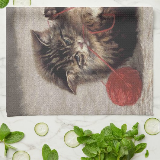 Katzenklatsche, eine Katze, die Galle aus dem Garn Geschirrtuch (Gefaltet)