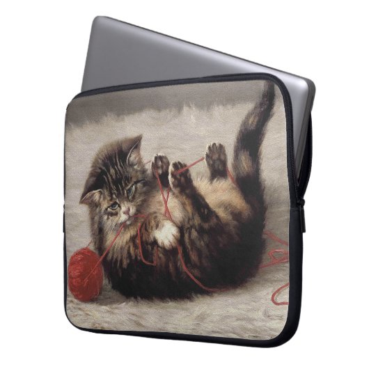 Katzenklatsche, eine Katze, die Galle aus dem Garn Laptopschutzhülle (Vorderseite Links)