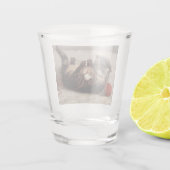 Katzenklatsche, eine Katze, die Galle aus dem Garn Schnapsglas (Rückseite)