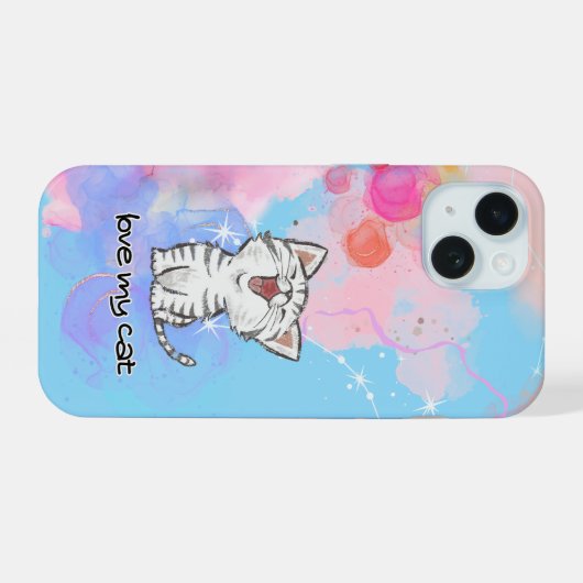 Katzenklatsche niedlich iPhone 15 hülle (Rückseite (Horizontal))