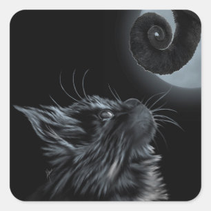 Katzenklatsche und Schwanz ~ MEOWZMERIZIERT Quadratischer Aufkleber