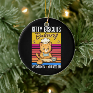 Katzenknetbäcker Kitty Biscuits Wir kneten sie Ihn Keramik Ornament
