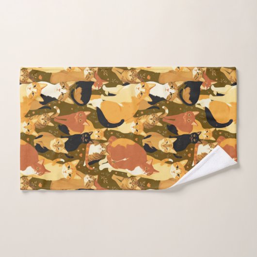 Katzenkollage in Braun, Tan und Rost Badhandtuch Set (Handtuch)