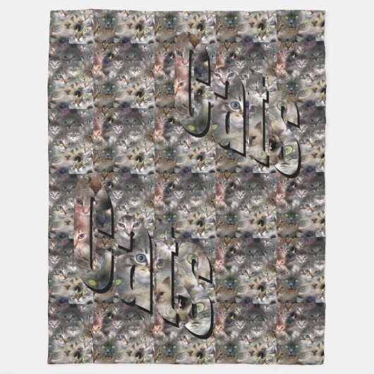 Katzenkollektion und Logo, groß Fleecedecke (Vorderseite)