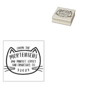 KatzenKontur Typografie Familienname Rücksendeadre Gummistempel (Stempel)