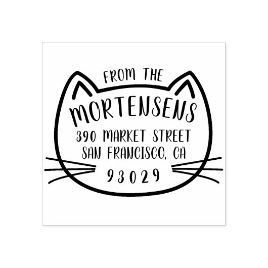 KatzenKontur Typografie Familienname Rücksendeadre Gummistempel (Prägung)