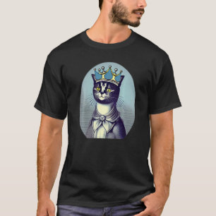 Katzenkopf Blue Cyanotype Vintage Grafikdruckmasch T-Shirt