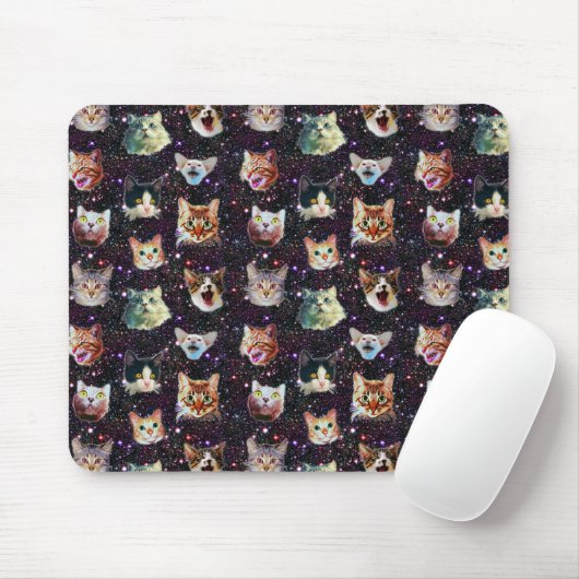 Katzenköpfe im Weltraum Funny Galaxy Muster Mousepad (Mit Mouse)