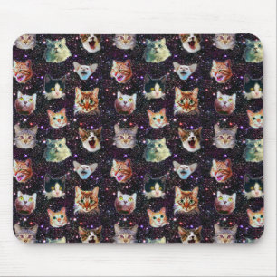 Katzenköpfe im Weltraum Funny Galaxy Muster Mousepad