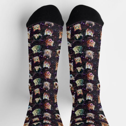 Katzenköpfe im Weltraum Funny Galaxy Muster Socken (Oben)