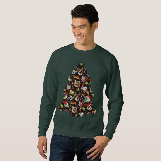 Katzenköpfe im Weltraum Funny Ugly Weihnachtssüßer Sweatshirt (Vorne ganz)
