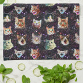 Katzenköpfe im Weltraum Gewittergalaxie-Muster Geschirrtuch (Gefaltet)