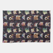 Katzenköpfe im Weltraum Gewittergalaxie-Muster Geschirrtuch (Horizontal)