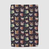 Katzenköpfe im Weltraum Gewittergalaxie-Muster Golfhandtuch (Vorderseite)