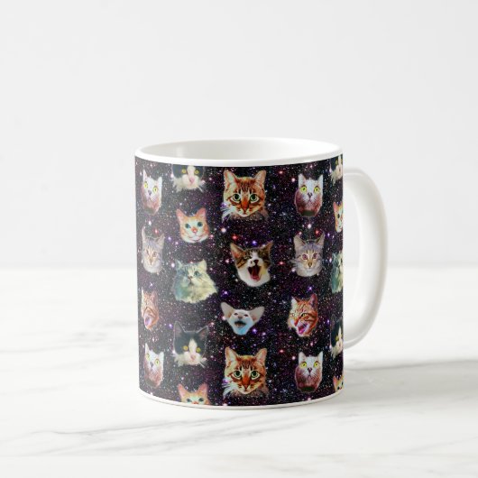 Katzenköpfe im Weltraum Gewittergalaxie-Muster Kaffeetasse (VorderseiteRechts)
