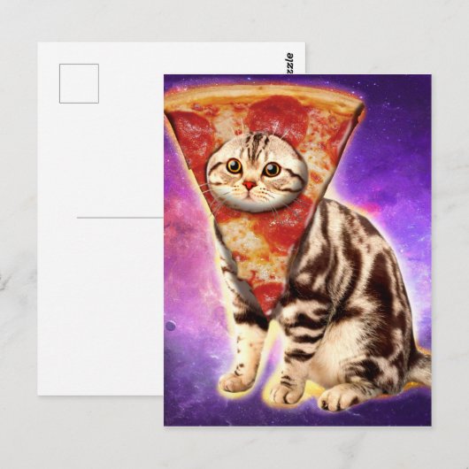 Katzenkopfpizza Postkarte (Vorne/Hinten)