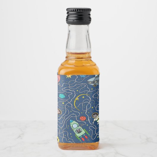 Katzenkosmos-Kosmonautenrakete Alkoholflaschenetikett (Vorderseite)