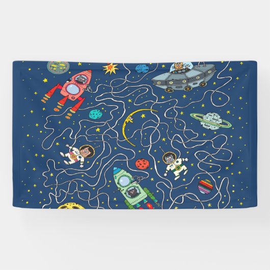 Katzenkosmos-Kosmonautenrakete Banner (Horizontal)