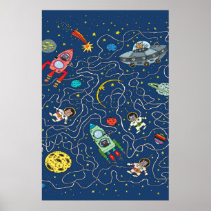 Katzenkosmos-Kosmonautenrakete Poster