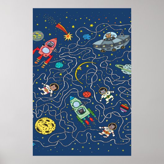 Katzenkosmos-Kosmonautenrakete Poster (Vorne)