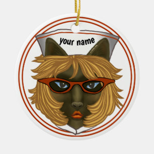 Katzenkrankenschwester keramik ornament