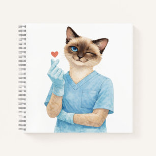 Katzenkrankenschwester mit Mini-Herz, die Liebe se Notizblock