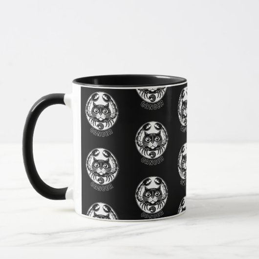 Katzenkrebs Zodiakschwarze Tasse, Astrologie, Katz Tasse (Links)