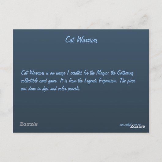 Katzenkrieger Postkarte (Rückseite)