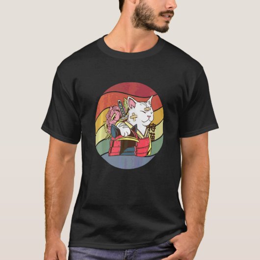 Katzenkrieger Samurai T-Shirt (Vorderseite)
