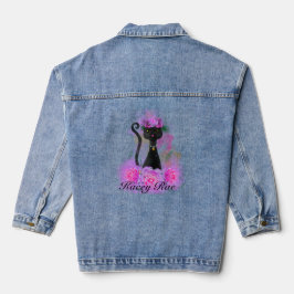 Katzenkrone aus schwarzer Katzenjacke in rosa Rose Jeansjacke