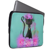 Katzenkrone aus schwarzer Katzenjacke in rosa Rose Laptopschutzhülle (Vorne Rechts)